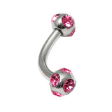 Steel Multi-Gem Jewelled Micro Curved Barbell 1.2mm