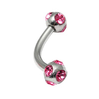 Steel Multi-Gem Jewelled Micro Curved Barbell 1.2mm