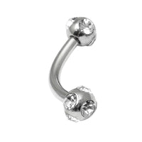 Steel Multi-Gem Jewelled Micro Curved Barbell 1.2mm