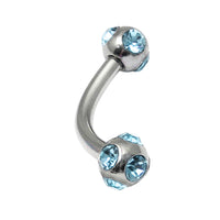 Steel Multi-Gem Jewelled Micro Curved Barbell 1.2mm