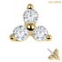 Zura 14ct Solid Gold Threadless (Bend fit) Claw Set CZ Jewelled Trinity