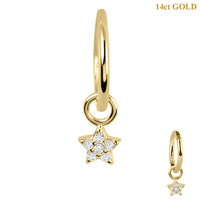 belong 14ct Solid Gold Hinged Clicker Ring with 5 Point CZ Jewelled Star Charm