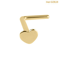 belong 14ct Solid Gold L Shaped Heart Nose Stud