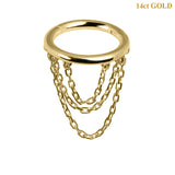 belong 14ct Solid Gold Ripple Loop Chain Drop Hinged Clicker Ring