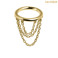 belong 14ct Solid Gold Ripple Loop Chain Drop Hinged Clicker Ring