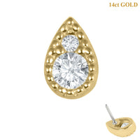 belong 14ct Solid Gold Threadless (Bend fit) Asia Paisley Teardrop