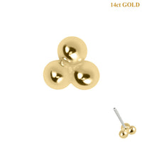 belong 14ct Solid Gold Threadless (Bend fit) Asia Trinity