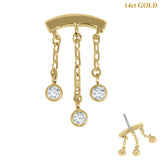 belong 14ct Solid Gold Threadless (Bend fit) Balance Jewelled Chain Drops