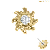 belong 14ct Solid Gold Threadless (Bend fit) Celestial Sun Jewel