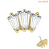 belong 14ct Solid Gold Threadless (Bend fit) Claw Set 3 CZ Jewelled Art Deco Baguette Fan