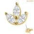 belong 14ct Solid Gold Threadless (Bend fit) Claw Set 3 Jewel Marquise Ivy Leaf
