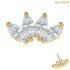 belong 14ct Solid Gold Threadless (Bend fit) Claw Set 4 CZ Jewelled Marquise Fan