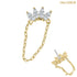 belong 14ct Solid Gold Threadless (Bend fit) Claw Set 4 CZ Jewelled Marquise Loop Chain