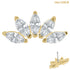 belong 14ct Solid Gold Threadless (Bend fit) Claw Set 5 CZ Jewelled Marquise Fan