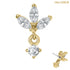 belong 14ct Solid Gold Threadless (Bend fit) Claw Set CZ Carina Marquise Drop Fan