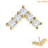 belong 14ct Solid Gold Threadless (Bend fit) Claw Set CZ Jewelled Chevron