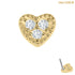 belong 14ct Solid Gold Threadless (Bend fit) Claw Set CZ Jewelled Heart