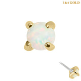 belong 14ct Solid Gold Threadless (Bend fit) Claw Set Round Opal
