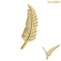 belong 14ct Solid Gold Threadless (Bend fit) Feather