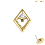 belong 14ct Solid Gold Threadless (Bend fit) Jewel Set Diamond Outline