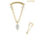 belong 14ct Solid Gold Threadless (Bend fit) Marquise Jewelled Loop Chain Bar