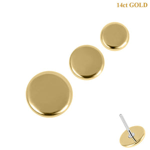 belong 14ct Solid Gold Threadless (Bend fit) Plain Disk