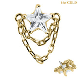 belong 14ct Solid Gold Threadless (Bend fit) Shooting Star