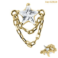 belong 14ct Solid Gold Threadless (Bend fit) Shooting Star