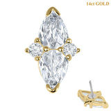 belong 14ct Solid Gold Threadless (Bend fit) Vega Star Jewelled