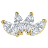 Zura 14ct Solid Gold Threadless (Bend fit) Claw Set 4 CZ Jewelled Marquise Fan Top