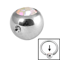 Steel Clip in Jewelled Balls 3mm