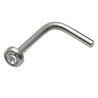 Steel L Shaped Jewelled Nose Stud