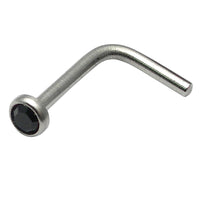 Steel L Shaped Jewelled Nose Stud