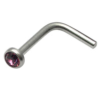 Steel L Shaped Jewelled Nose Stud