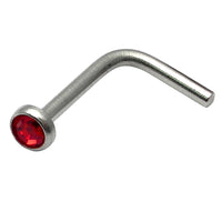 Steel L Shaped Jewelled Nose Stud