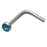 Steel L Shaped Jewelled Nose Stud
