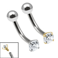 Titanium Internally Threaded Curved Bar 1.6mm - Titanium Claw Set Round Jewel