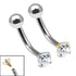 Titanium Internally Threaded Curved Bar 1.6mm - Titanium Claw Set Round Jewel