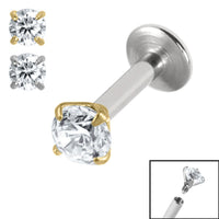 Titanium Internally Threaded Labrets 1.6mm - Titanium Claw Set Round Jewel