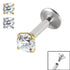 Titanium Internally Threaded Labrets 1.6mm - Titanium Claw Set Round Jewel