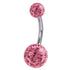Belly Bar - Steel with Smooth Glitzy Ball (8mm and 5mm balls)