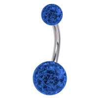 Belly Bar - Steel with Smooth Glitzy Ball (8mm and 5mm balls)