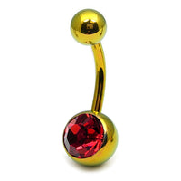 Titanium Single Jewelled Belly Bars 10mm Anodised
