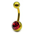 Titanium Single Jewelled Belly Bars 10mm Anodised