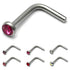 Steel L Shaped Jewelled Nose Stud