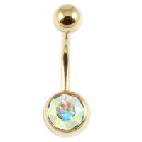 Zircon Titanium Jewelled Belly Bars (Gold colour)