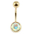 Zircon Titanium Jewelled Belly Bars (Gold colour)