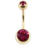 Zircon Steel Double Jewelled Belly Bars (Gold colour)
