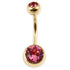 Zircon Steel Double Jewelled Belly Bars (Gold colour)