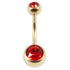 Zircon Steel Double Jewelled Belly Bars (Gold colour)